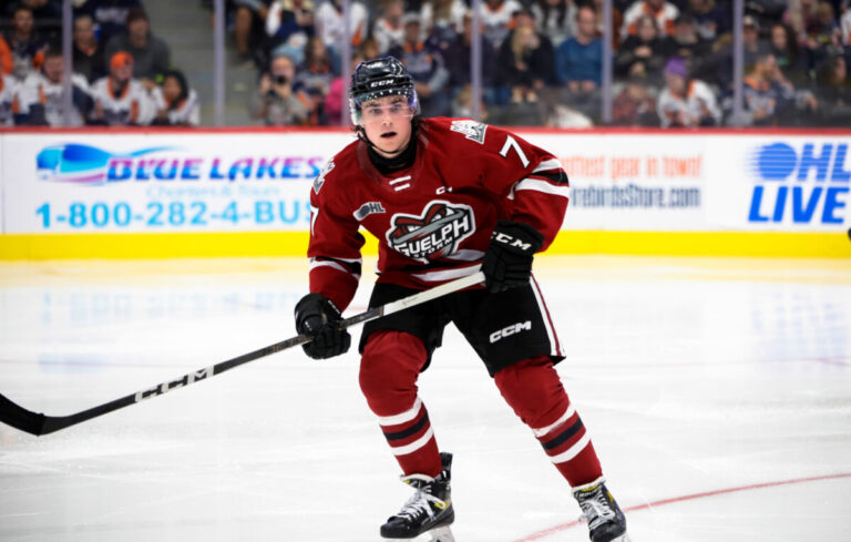 Jett Luchanko of the Guelph Storm. Photo by Natalie Shaver/OHL Images